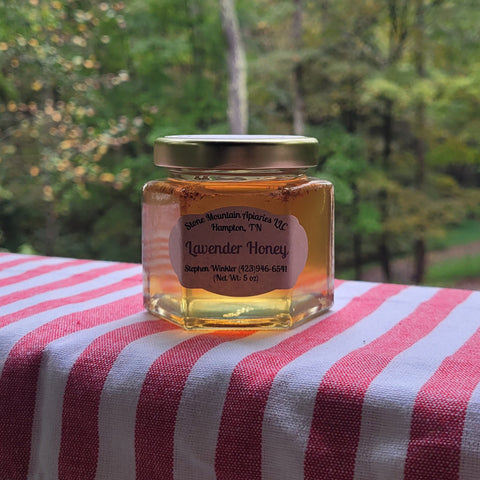 Stone Mountain Apiaries Lavender Honey Hex Jar