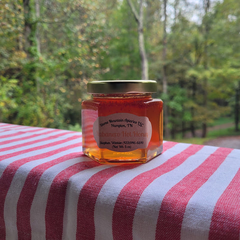 Stone Mountain Apiaries Habanero Hot Honey Hex Jar