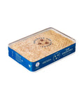 Box of raw honeycomb on a white background